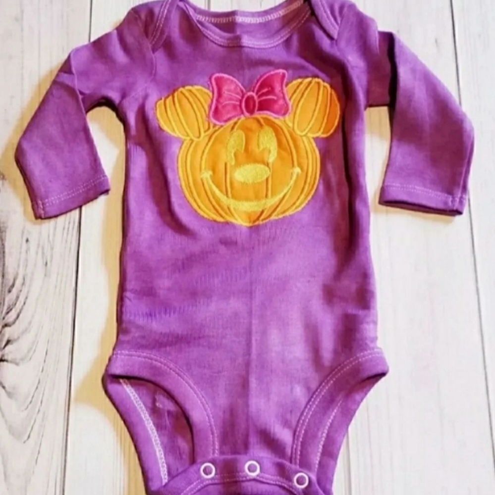 Halloween Minnie Pumpkin Onesie 0-3m